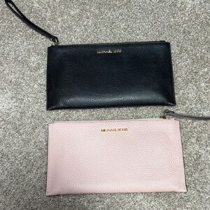 Michael Kors Black and Pink Wristlet Duo